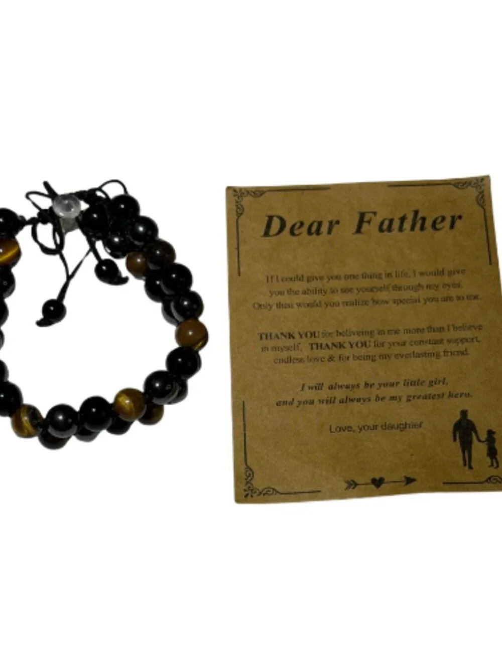 Tiger Eye Obsidian Hematite Protection Bracelet Dear Father Gift Adjustable